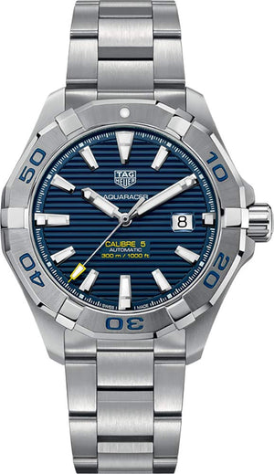 Tag Heuer Aquaracer Calibre 5 Automatic Blue Dial Silver Steel Strap Watch for Men - WAY2012.BA0927 Authentic Buy Shop Now