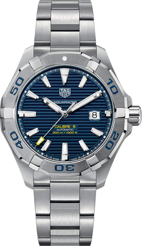 Tag Heuer Aquaracer Calibre 5 Automatic Blue Dial Silver Steel Strap Watch for Men - WAY2012.BA0927 Authentic Buy Shop Now