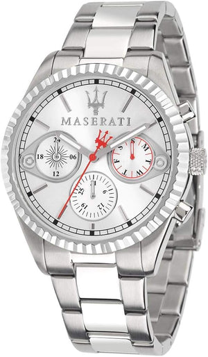 Maserati Competizione Chronograph White Dial Silver Steel Strap Watch For Men - R8853100017 Authentic Buy Shop Now