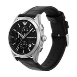Emporio Armani Paolo Chronograph Black Dial Black Leather Strap Watch For Men - AR11530 Authentic Buy Shop Now