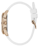 Guess Confetti Crystal Rose Gold Dial White Silicone Strap Watch For Women - W1098L5 Authentic Buy Shop Now