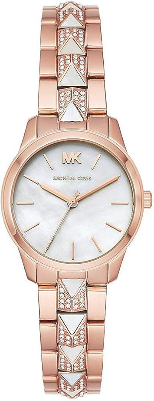 Michael Kors Runway Mercer Mother of Pearl White Dial Two Tone Steel Strap Watch For Women - MK6674 Authentic Buy Shop Now