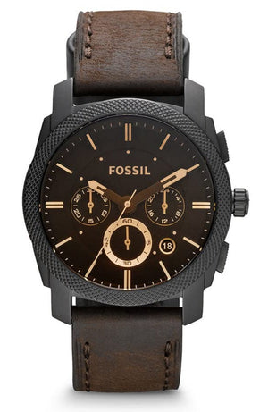 Fossil Machine Flight Chronograph Brown Dial Brown Leather Strap Watch for Men - FS4656 Authentic Buy Shop Now