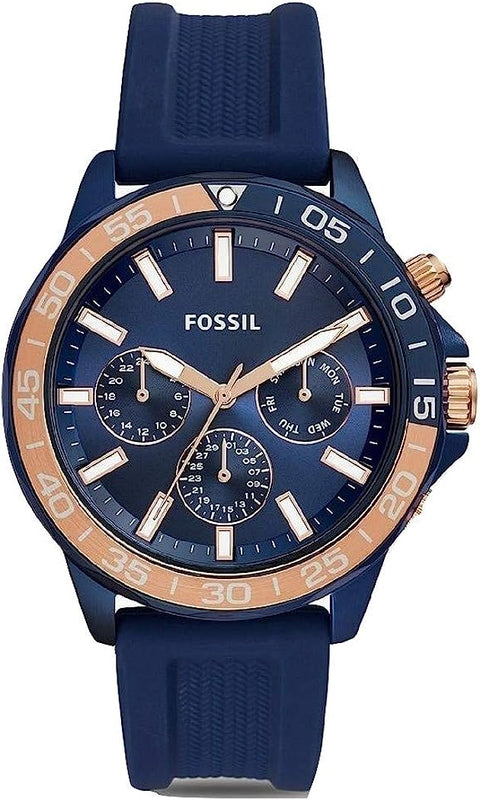 Fossil Bannon Multifunction Blue Dial Blue Silicone Strap Watch for Men - BQ2498 Authentic Buy Shop Now