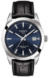 Tissot Gentleman Powermatic 80 Silicium Blue Dial Black Leather Strap Watch For Men - T127.407.16.041.01 Authentic Buy Shop Now