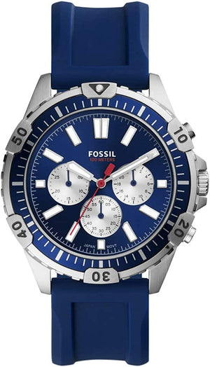 Fossil Garrett Chronograph Blue Dial Blue Rubber Strap Watch for Men - FS5709 Authentic Buy Shop Now