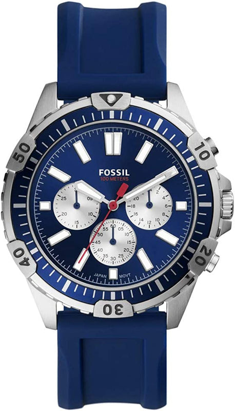 Fossil Garrett Chronograph Blue Dial Blue Rubber Strap Watch for Men - FS5709 Authentic Buy Shop Now