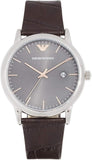Emporio Armani Luigi Quartz Gray Dial Brown Leather Strap Watch For Men - AR1996 Authentic Buy Shop Now