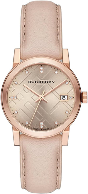 Burberry The City Diamonds Beige Dial Beige Leather Strap Watch for Women - BU9131 Authentic Buy Shop Now