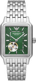 Emporio Armani Meccanico Automatic Green Dial Silver Steel Strap Watch For Men - AR60067 Authentic Buy Shop Now