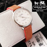 Coach Delancey Slim Cream Dial Brown Leather Strap Watch For Women - 14502789 Authentic Buy Shop Now