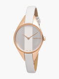 Calvin Klein Rebel White Grey Dial White Leather Strap Watch for Women - K8P236L6 Authentic Buy Shop Now