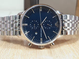Emporio Armani Gianni Chronograph Blue Dial Silver Steel Strap Watch For Men - AR80013 Authentic Buy Shop Now