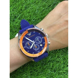 Emporio Armani Chronograph Blue Dial Blue Rubber Strap Watch For Men - AR5864 Authentic Buy Shop Now
