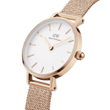 Daniel Wellington Petite Pressed Melrose White Dial Gold Mesh Bracelet Watch For Women - DW00100447 Authentic Buy Shop Now
