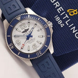 Breitling Superocean II Automatic 42mm White Dial Blue Rubber Strap Watch for Men - A17366D81A1S2 Authentic Buy Shop Now