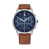 Tommy Hilfiger Kyle Multifunction Blue Dial Brown Leather Strap Watch for Men - 1791629 Authentic Buy Shop Now