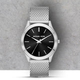 Michael Kors Slim Runway Analog Black Dial Silver Mesh Bracelet Watch For Men - MK8606 Authentic Buy Shop Now