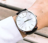 Calvin Klein Posh Silver Dial Black Leather Strap Watch for Men - K8Q311C6 Authentic Buy Shop Now