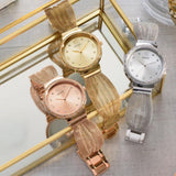 Guess Chiffon Rose Gold Dial Mesh Bracelet Watch For Women - W1083L3 Authentic Buy Shop Now