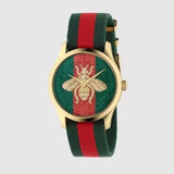 Gucci G Timeless Quartz Green & Red Dial Green & Red NATO Strap Watch For Men - YA126487A Authentic Buy Shop Now