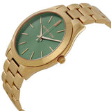 Michael Kors Slim Runway Green Dial Gold Steel Strap Watch for Women - MK3435 Authentic Buy Shop Now