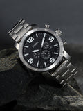 Fossil Nate Chronograph Black Dial Silver Steel Strap Watch for Men - JR1353 Authentic Buy Shop Now