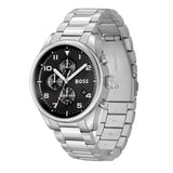 Hugo Boss View Chronograph Black Dial Silver Steel Strap Watch For Men - 1514008 Authentic Buy Shop Now