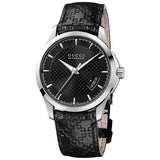 Gucci G Timeless Quartz Black Dial Black Leather Strap Watch for Men - YA126413 Authentic Buy Shop Now