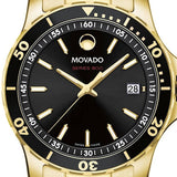 Movado Series 800 Black Dial Gold Steel Strap Watch For Men - 2600145 Authentic Buy Shop Now