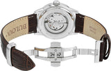 Bulova Classic Skeleton Automatic Brown Dial Brown Leather Strap Watch for Men - 96A120 Authentic Buy Shop Now