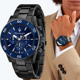 Maserati Competizione Chronograph Blue Dial Black Steel Strap Watch For Men - R8873600005 Authentic Buy Shop Now