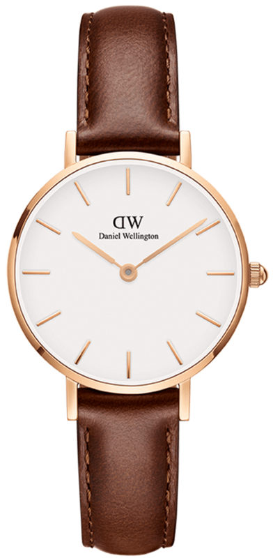 Daniel Wellington Classic Petite York White Dial Brown Leather Strap Watch For Women - DW00100176 Authentic Buy Shop Now