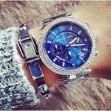 Michael Kors Parker Chronograph Blue Dial Silver Steel Strap Watch for Women - MK6117 Authentic Buy Shop Now