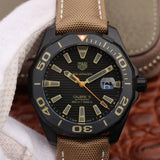 Tag Heuer Aquaracer 300 Calibre 5 Automatic Black Dial Brown Nylon Strap Watch for Men - WAY208C.FC6383 Authentic Buy Shop Now