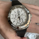 Tag Heuer Aquaracer Chronograph White Dial Black Rubber Strap Watch for Men - CAY1111.FT6041 Authentic Buy Shop Now