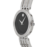 Movado Esperanza 63 Diamonds Black Dial Silver Steel Strap Watch For Women - 0607052 Authentic Buy Shop Now