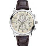 Guess Exec Chronograph White Dial Brown Leather Strap Watch For Men - W0076G2 Authentic Buy Shop Now