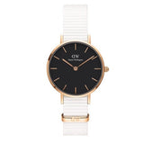 Daniel Wellington Classic Petite Dover Black Dial White NATO Strap Watch For Women - DW00100314 Authentic Buy Shop Now