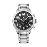 Tommy Hilfiger Trent Chronograph Black Dial Silver Steel Strap Watch for Men - 1791054 Authentic Buy Shop Now
