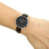 Daniel Wellington Classic Petite York Black Dial Brown Leather Strap Watch For Women - DW00100182 Authentic Buy Shop Now
