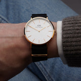 Daniel Wellington Classic Cornwall White Dial Black Nylon Strap Watch For Men - DW00100257 Authentic Buy Shop Now