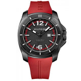 Tommy Hilfiger Windsurf Black Dial Red Rubber Strap Watch for Men - 1791112 Authentic Buy Shop Now