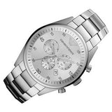 Emporio Armani Sportivo Chronograph Silver Dial Silver Steel Strap Watch For Men - AR5963 Authentic Buy Shop Now