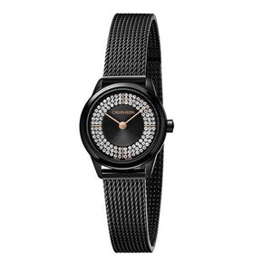 Calvin Klein Minimal Diamonds Black Dial Black Mesh Bracelet Watch for Women - K3M2342R Authentic Buy Shop Now
