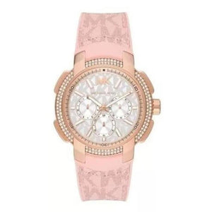 Michael Kors Sidney Multifunction White Dial Pink Silicone Strap Watch For Women - MK7222 Authentic Buy Shop Now