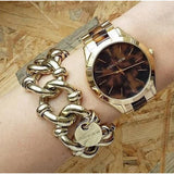 Michael Kors Slim Runway Tortoise Shell Dial Two Tone Steel Strap Watch for Women - MK4284 Authentic Buy Shop Now