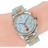 Michael Kors Runway Chronograph Blue Dial Two Tone Steel Strap Watch For Women - MK6166 Authentic Buy Shop Now