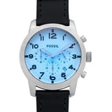 Fossil Pilot Chronograph Sky Blue Dial Black Leather Strap Watch for Men - FS5162 Authentic Buy Shop Now