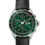 Tag Heuer Formula 1 Calibre 16 Automatic Chronograph Green Dial Black Leather Strap Watch for Men - CAZ2016.FC6473 Authentic Buy Shop Now
